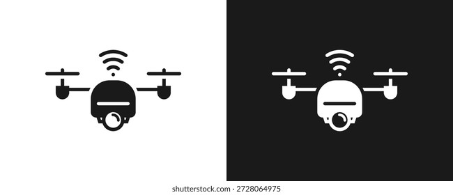 Conjunto De Iconos De Drone Inteligente Glifo En Fondo Blanco Y Negro