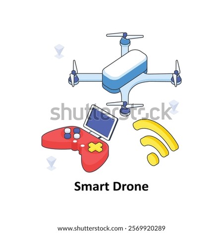 Smart Drone isometric Colored illustration. EPS File stock illustration