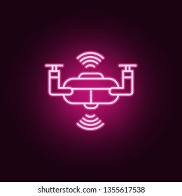 Smart Drone Neon Icon. Elements Of Artifical Intelligence Set. Simple Icon For Websites, Web Design, Mobile App, Info Graphics