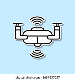 Smart Drone Sticker Icon. Simple Thin Line, Outline Vector Of Artifical Intelligence Icons For Ui And Ux, Website Or Mobile Application