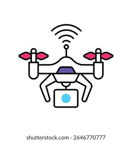 Smart Drone Vector Icono de estilo de ilustración de contorno lleno. Archivo EPS 10