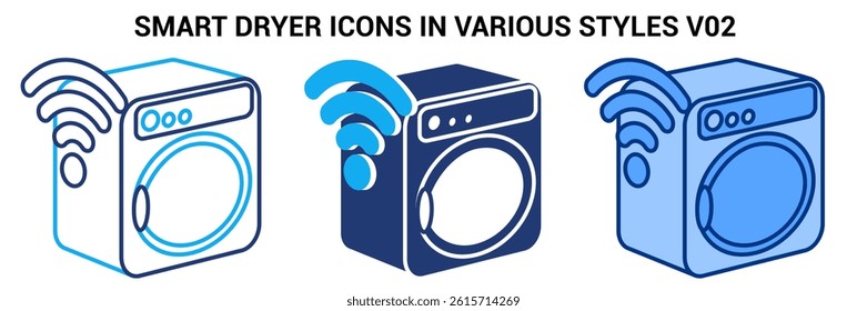 Smart Dryer icon represented by Automatic Dryer Blue, Dualline, Dualtone style.