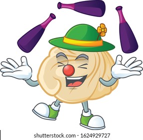 Smart dumpling cartoon character design playing Juggling
