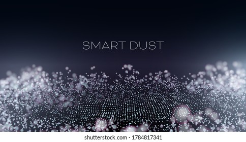 Smart dust abstract vector background. Particles with aberration and bokeh. Hitech technology wallpaper