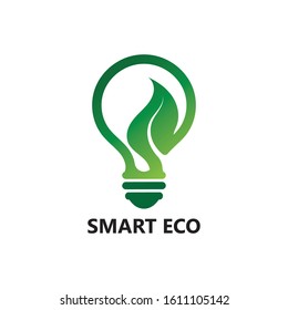 Smart Eco green bulb electrical template design vector