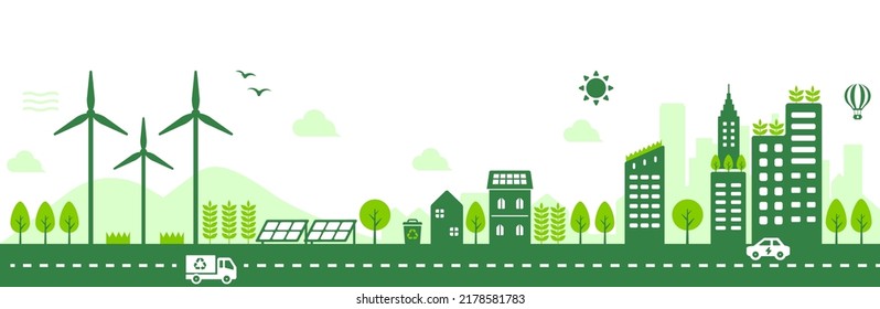 Smart ecology city vector illustration