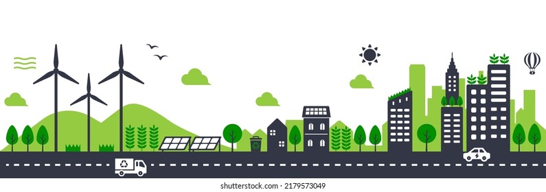 Smart ecology city vector illustration