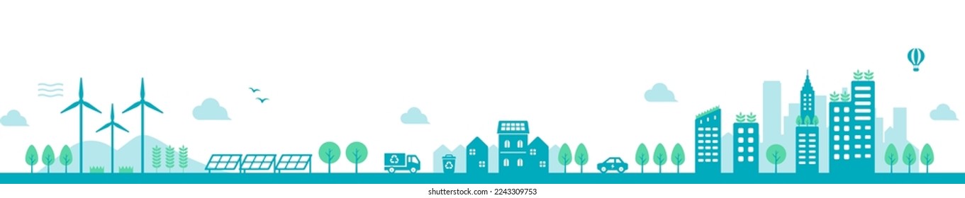 Smart ecology city vector illustration (long ver.)