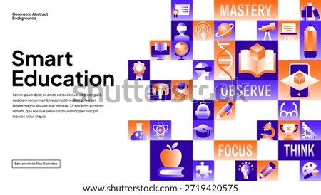 Smart Education Icons Tile Pattern Vector - Digital Learning and Knowledge Symbols Background Design