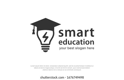 diseño del logotipo de educación inteligente. elemento bombilla. logo educativo. concepto de ilustración vectorial