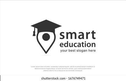 Smart education logo design. Pin element. Knowledge design template. Vector illustration