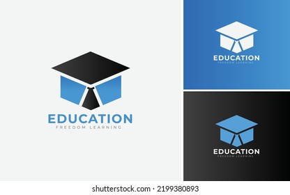 Smart Education Logo With Tie Vector Design. The Concept For Hat, Gentleman, Student, Learning Institution.