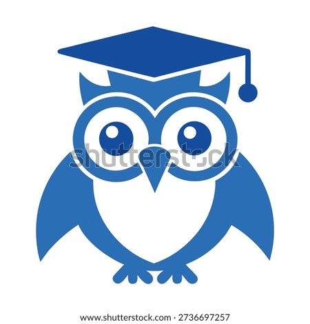 Smart education owl icon symbolizing knowledge wisdom technology learning growth and steel blue sophistication design