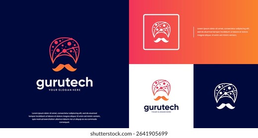 Smart education service logo with technology system, connection network, teacher hat shape, vector design illustration.