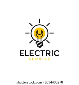 Smart electric bulb service logo design vector icon illustration
