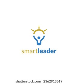 Smart electric simple logo. Lightbulb and people design. Vector template