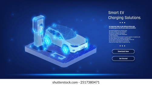 Smart electric vehicle charging station with futuristic design and glowing elements showcasing advanced technology for efficient energy solutions