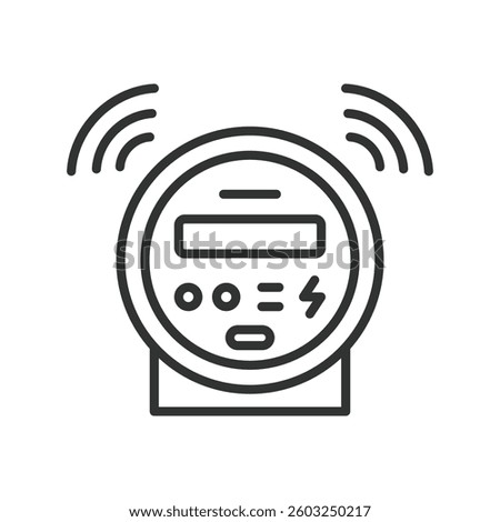 Smart electricity meter, icon in line design. Energy, electric meter, digital meter on white background vector. Smart electricity meter, icon in line design, editable stroke icon