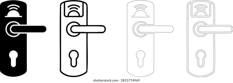 Smart electronic door handle and lock set with keyhole Editable