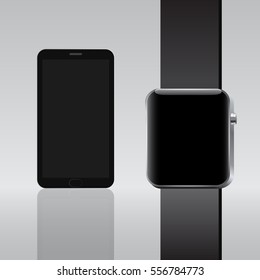 Smart electronic intelligence watch phone.Vector illustration 