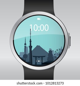 Smart electronic intelligence watch.Vector illustration 