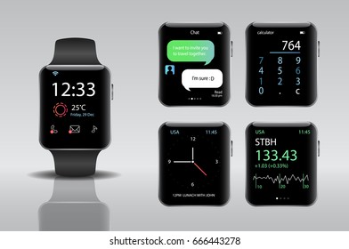 Smart electronic intelligence watch.Vector illustration 