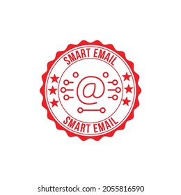 smarte E-Mail-Adresse, rote Vektorgrafik. einzeln auf weißem Hintergrund.