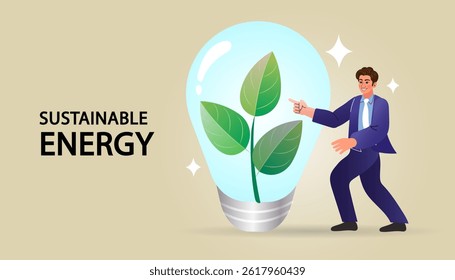 Smart Energy City sustainable business . Light bulb with green leaves. Eco friendly energy, environmentally. Ecology, global warming, recycle, protect environment concept. Vector illustration