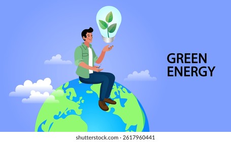 Smart Energy City sustainable business . Light bulb with green leaves. Eco friendly energy, environmentally. Ecology, global warming, recycle, protect environment concept. Vector illustration