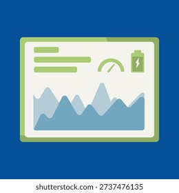 Smart energy dashboard icon vector illustration, smart energy dashboard interface flat illustration on blue background
