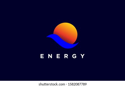 smart energy elements. Water, Sun, Leaf,  Fire, Earth, Air. Gradient elements on dark background. Nature logo. Alternative energy sources. 