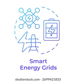 Smart energy grids blue gradient concept icon. Modern electricity networks. Sustainable urban development. Round shape line illustration. Abstract idea. Graphic design. Easy to use in booklet