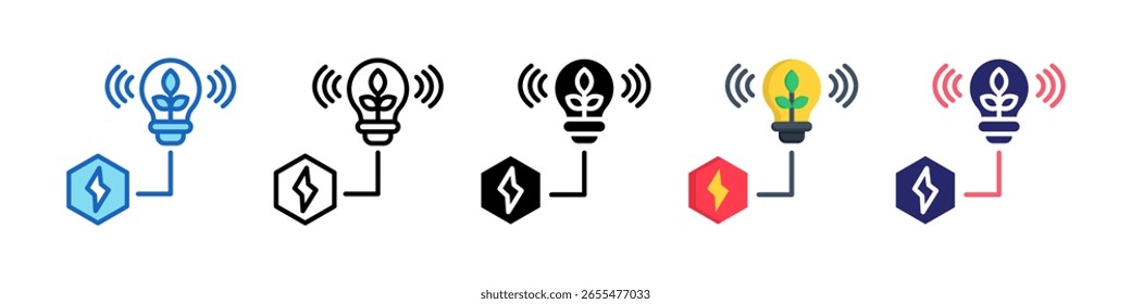 Coleção de Conjuntos de Estilos Múltiplos do Ícone de Energia Inteligente.