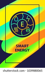 Smart energy. Nature element for power balance. Concept template vector banner, poster, flyer on abstract gradient background.