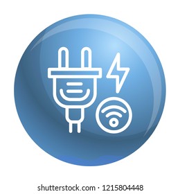 Smart energy plug icon. Outline smart energy plug vector icon for web design isolated on white background