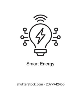 Ilustración de diseño de iconos de esquema vectorial de Smart Energy. Símbolo de Internet de cosas sobre fondo blanco archivo EPS 10