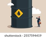 Smart entrepreneur thinking with big crude oil. Think big, aspiration to win and success in business. Commodities price for trading and investment, Agriculture Rice, Crude oil. 