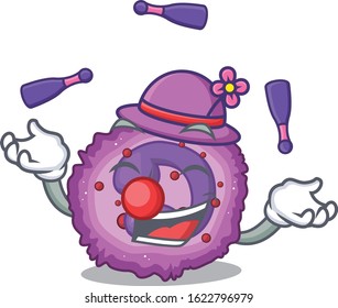 Smart eosinophil cell cartoon character design playing Juggling