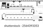 Smart factory black and white line illustration. Automated robotic systems. Logistics distribution warehouse industrial robots 2D interior monochrome backdrop. Mechanized production outline vector
