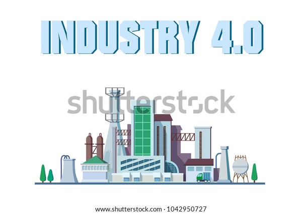 smart factory\
concept. Industrial internet of Things. Sensor Network. Modern\
digital factory  Vector\
illustration
