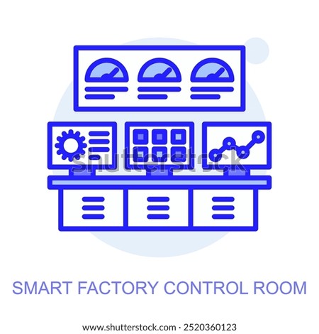Smart Factory Control Room concept icon. Smart factory. Modern technologies. Industry 4.0. Automated production. Vector linear illustration.