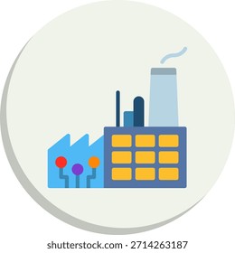 Smart Factory Flat Circle Style Icon