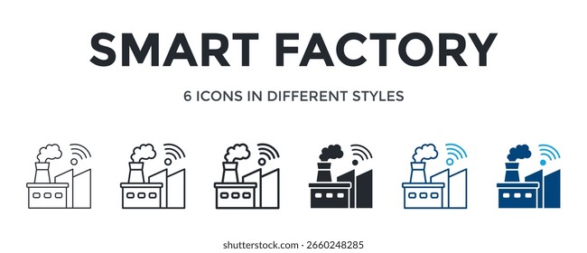 Icono De Fábrica Inteligente En Diferente Estilo De Ilustración vectorial. Diseñado En Línea Delgada, Línea Regular, Línea Negrita, Glifo, Línea De Color Y Estilo De Glifo De Color Se Puede Utilizar Para El Web