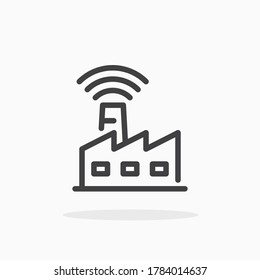 Smart factory icon in line style. For your design, logo. Vector illustration. Editable Stroke.