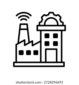 Smart Factory Icon Line Vector Illustration