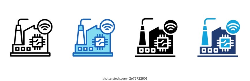 Icono de fábrica inteligente Multi Style Ilustración vectorial