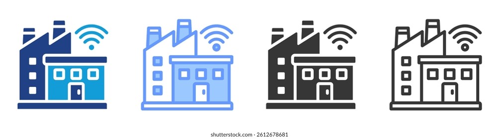 Smart factory icon set multiple style collection