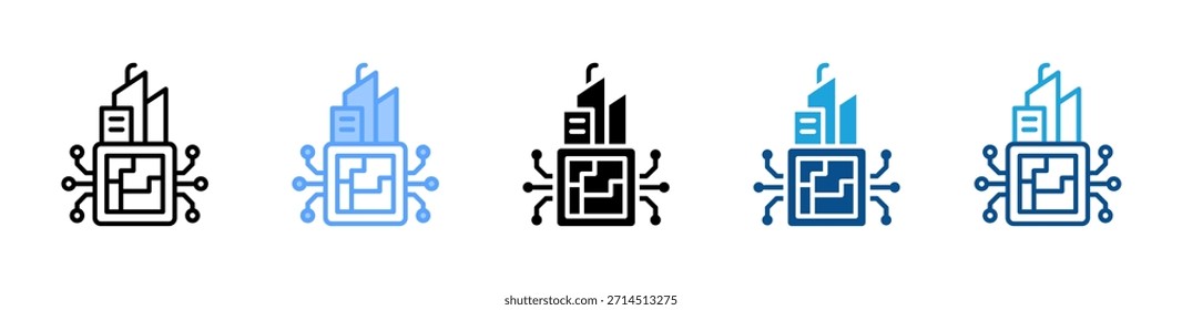 Conjunto de iconos de fábrica inteligente colección de estilo múltiple