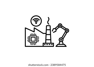 intelligentes Fabriksymbol. intelligente Technologie für Automatisierung, Effizienz und Echtzeitüberwachung in der Fertigung. Symbol für Technologie. Zeilensymbol-Stil. einfaches Vektordesign bearbeitet