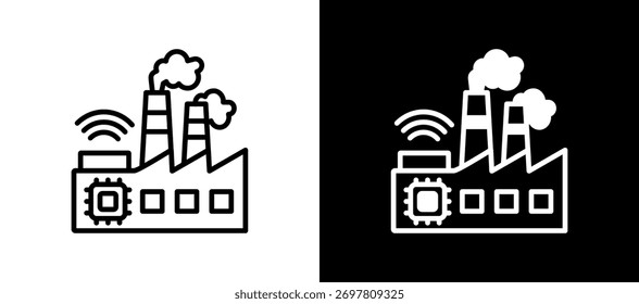 Smart Factory Icon whiteblack Vector Illustration